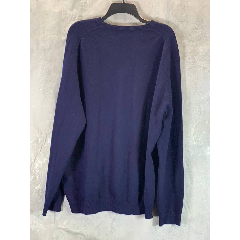 LANDS' END Men's Navy Regular-Fit V-Neck Pullover Sweater SZ XL