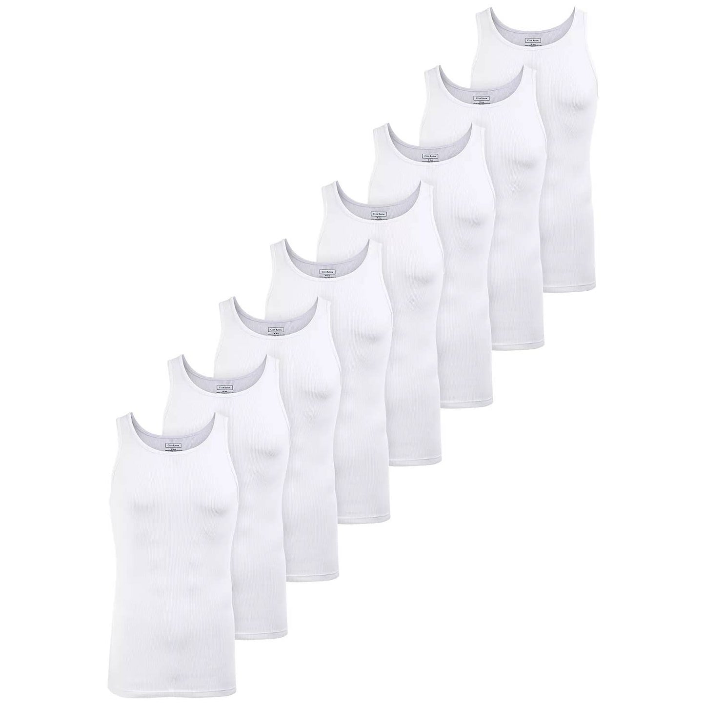 CLUB ROOM Men's White Ribbed 8-Pack Tank Top Undershirts SZ XL