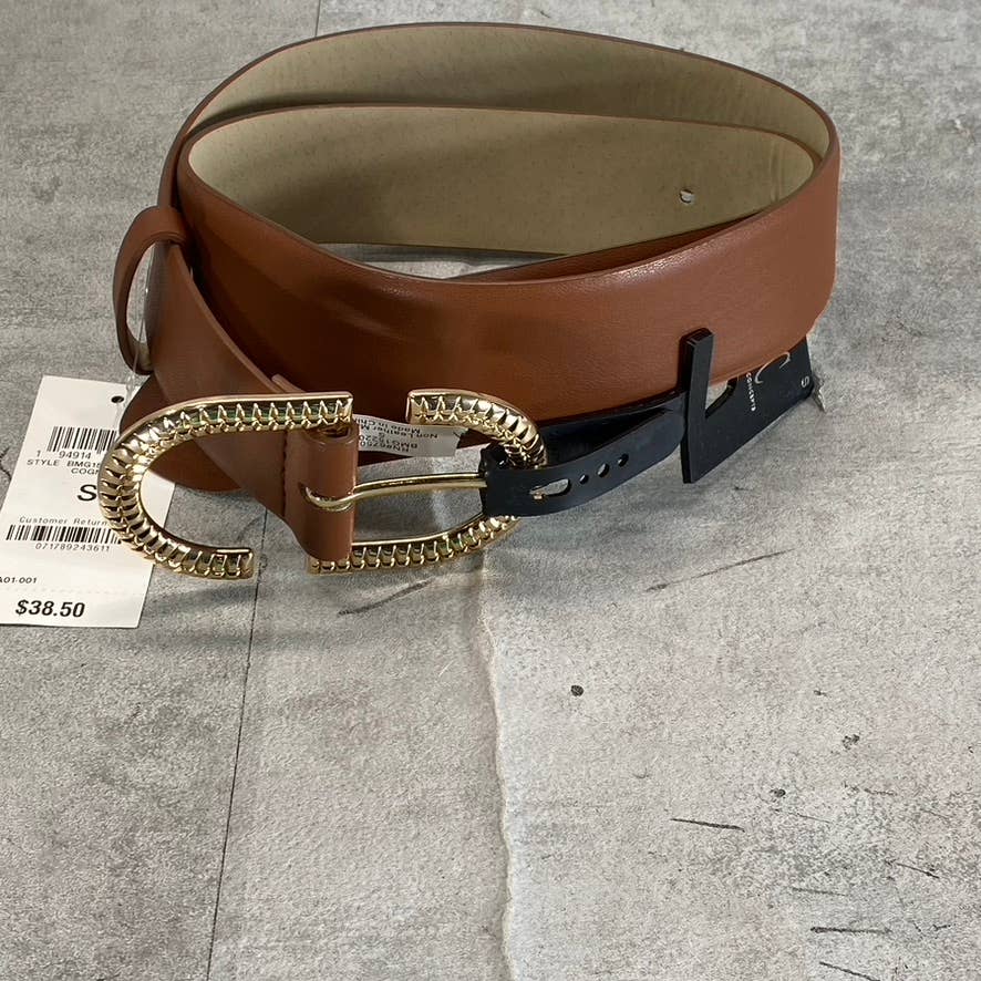 INC INTERNATIONAL CONCEPTS Women's Cognac Textured Buckle Belt SZ S