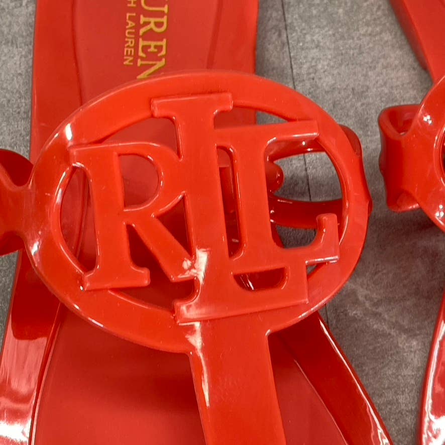 LAUREN RALPH LAUREN Women's Hayannis Port Orange Audrie Jelly Thong Sandals SZ8B