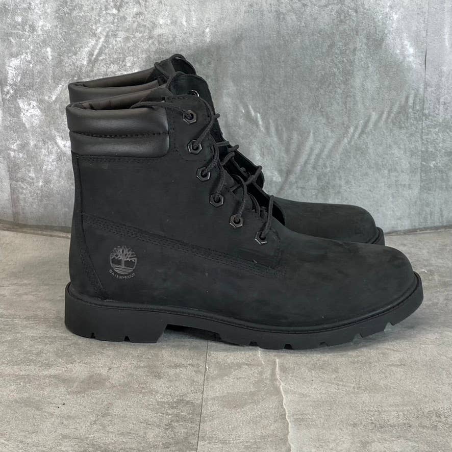 TIMBERLAND Women's Black Nubuck Linden Woods 6" Waterproof Lace-Up Boots SZ 9