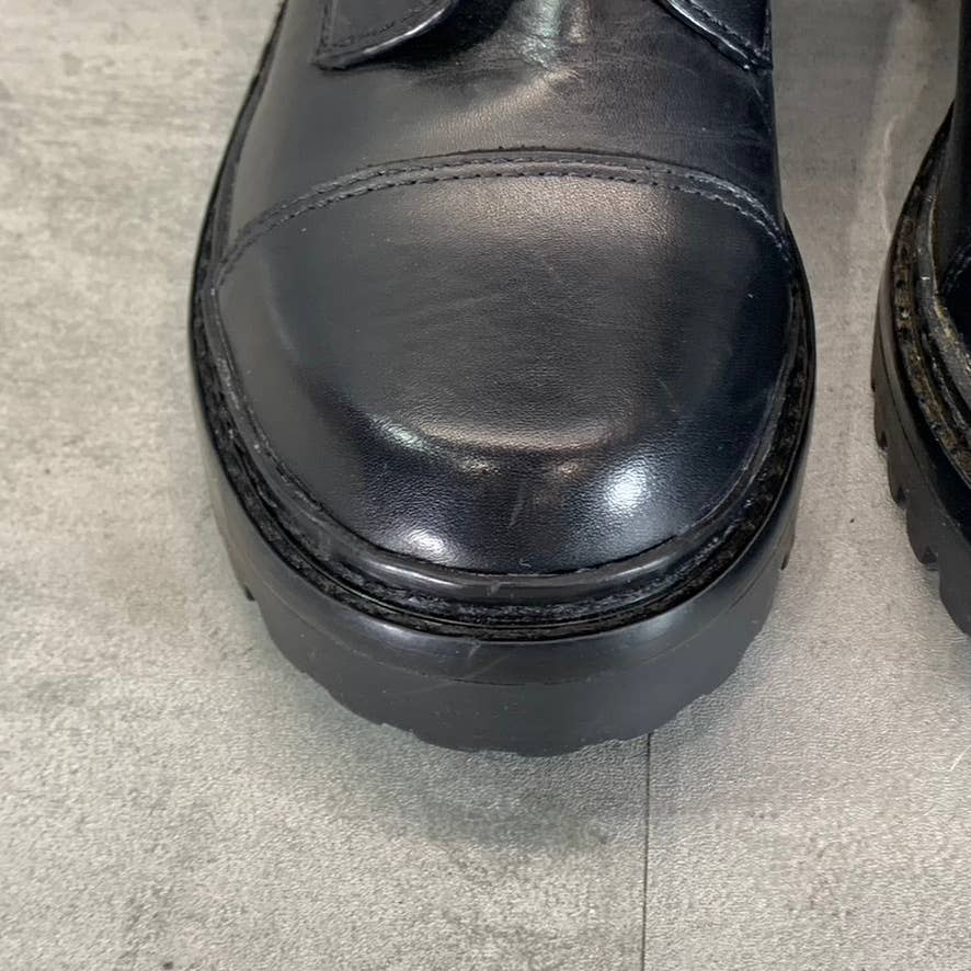 DKNY Women's Black Basia Buckle Quilted Lace-Up Block-Heel Combat Boots SZ 5.5
