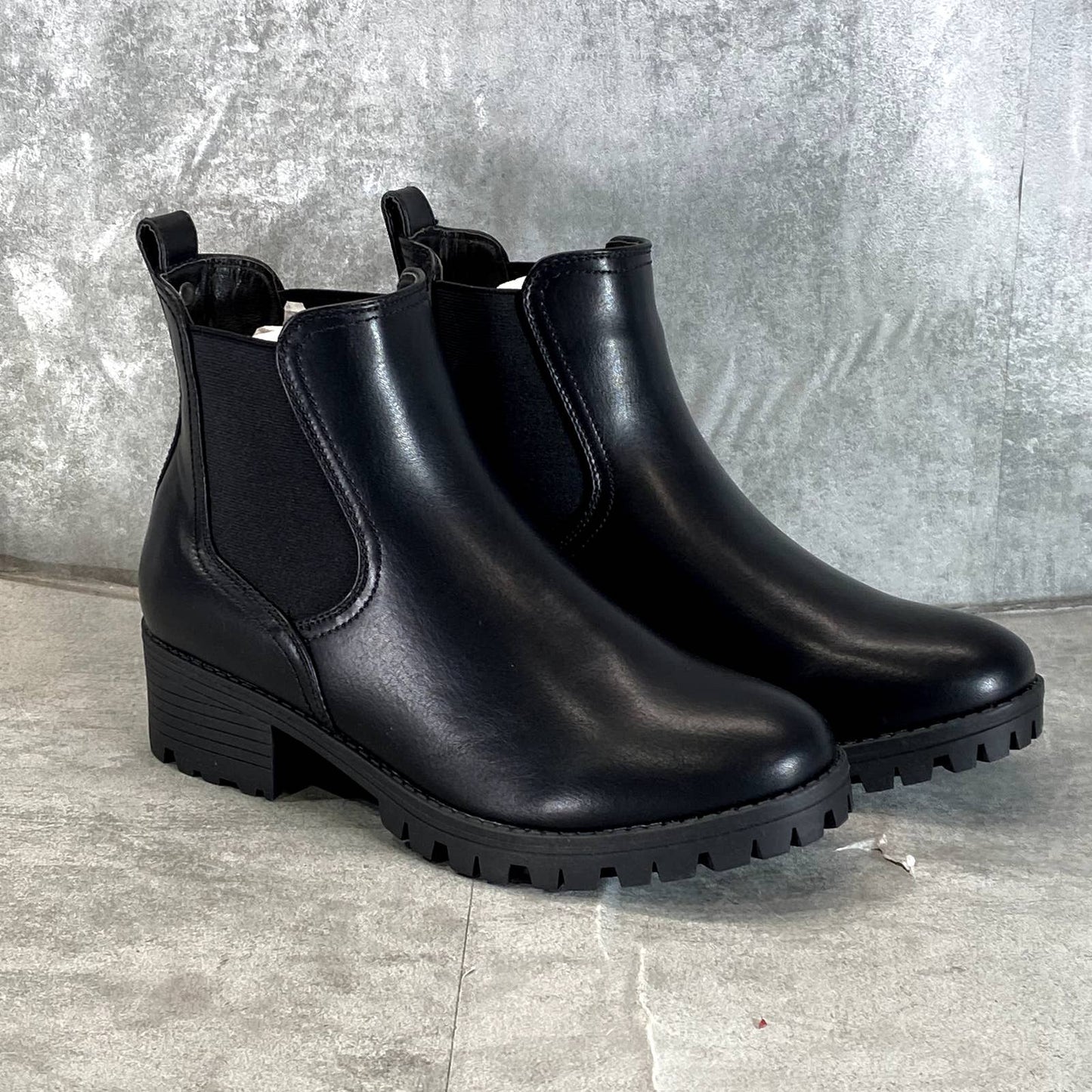 SUGAR Women's Black Faux-Leather Kelce Round-Toe Pull-On Ankle Boots SZ 8