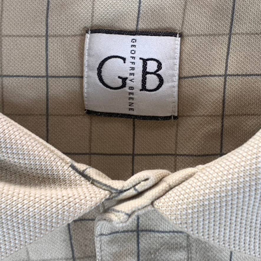 GEOFFREY BEENE Men's Tan Plaid Short-Sleeve Golf Polo SZ 2XL