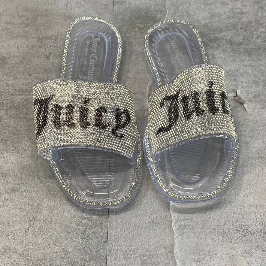 JUICY COUTURE Women's Clear Hylton Rhinestone Embellished Slide Jelly Sandal SZ7