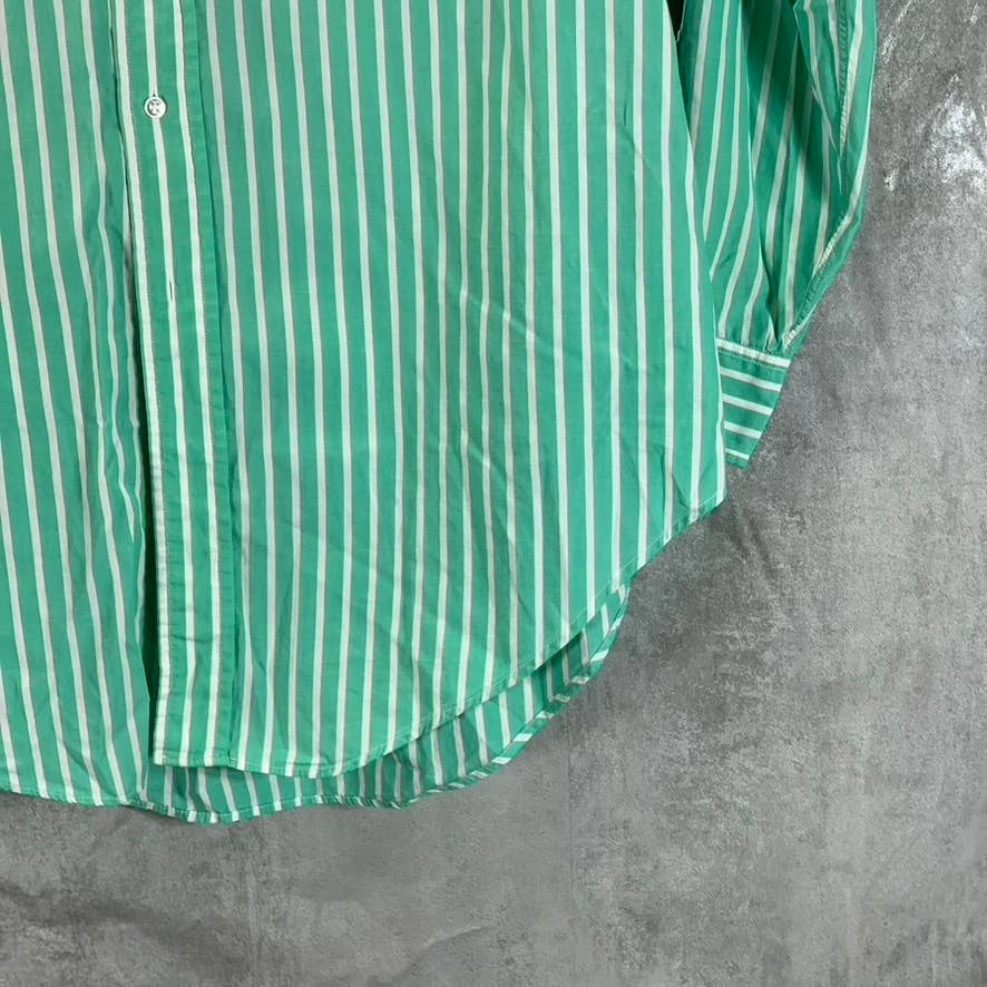 BROOKS BROTHERS Men's Green Striped Regular-Fit Button-Up Shirt SZ 16.5
