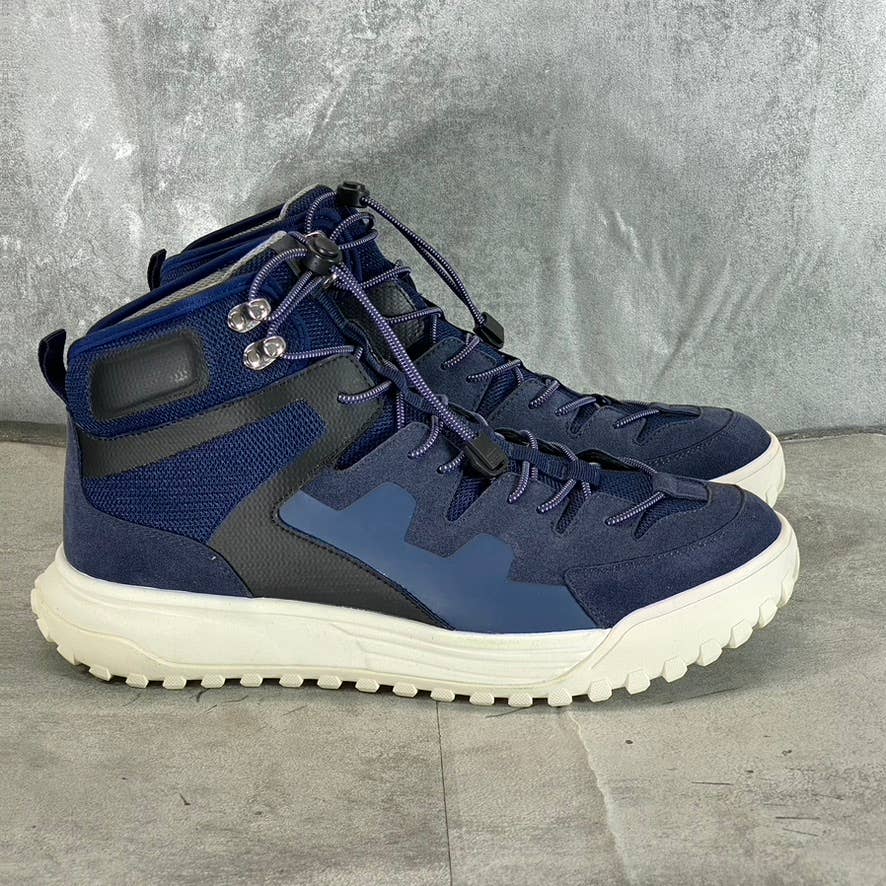 HYBRID GREEN LABEL Men's Navy Casual Squill Bungee-Lace Sneakers SZ 10