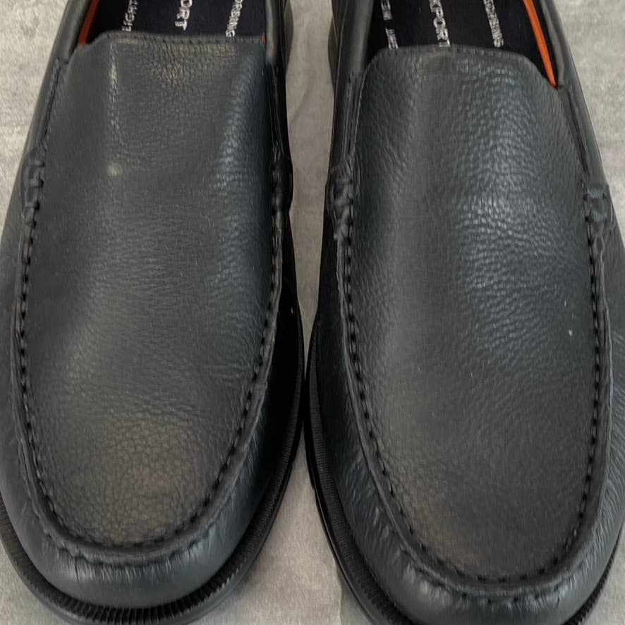 ROCKPORT Men's Black Leather Palmer Venetian Slip-On Loafers SZ 12