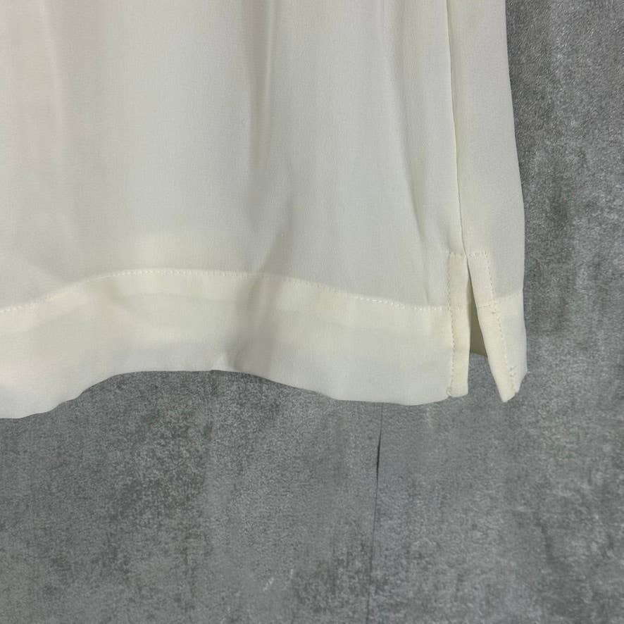 RILEY & RAE Women's Soft Ecru Jayne Elastic Mock-Neck Short Sleeve Top SZ S