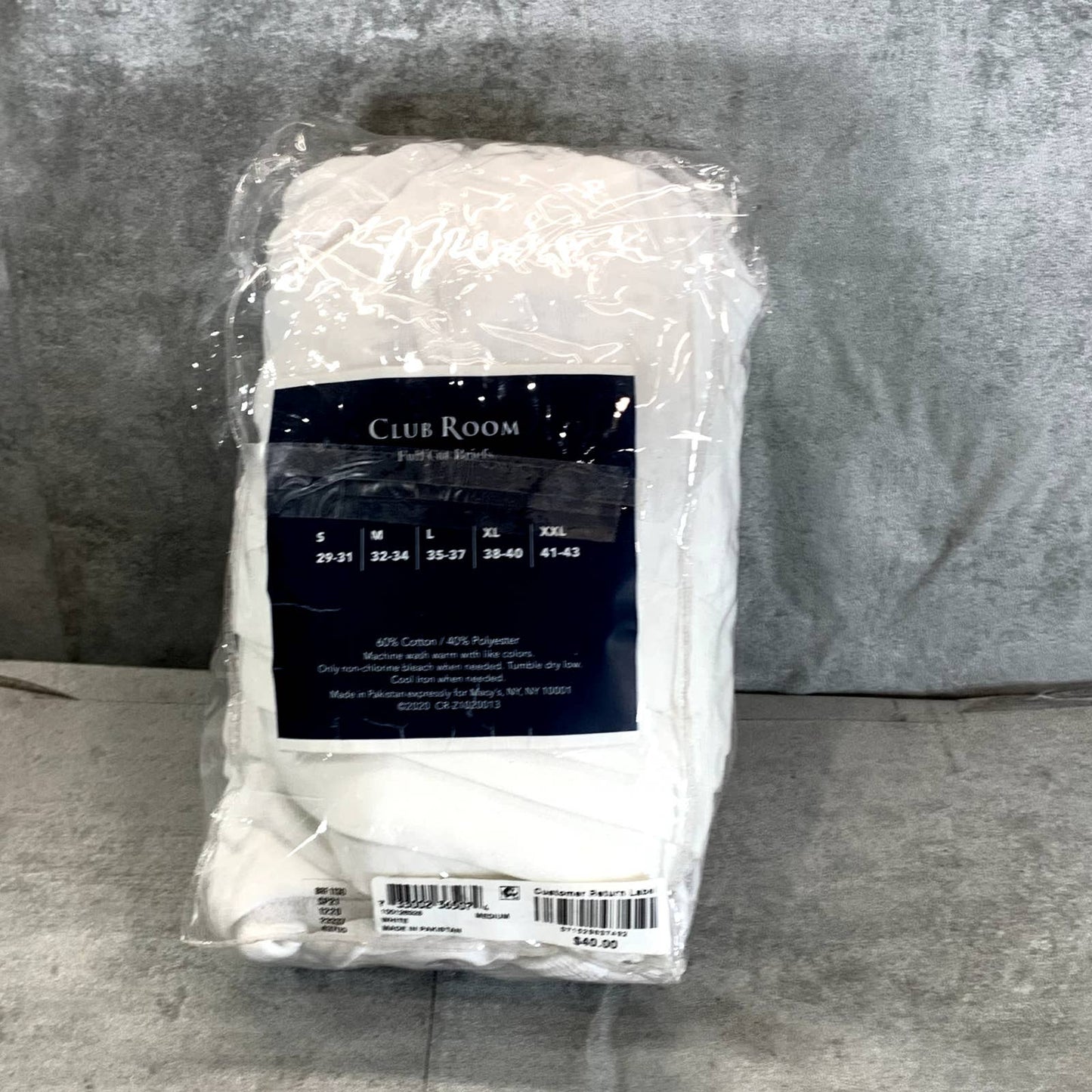 CLUB ROOM Men's Solid White Full-Cut Tagless No-Ride Up 8-Pack Briefs SZ M