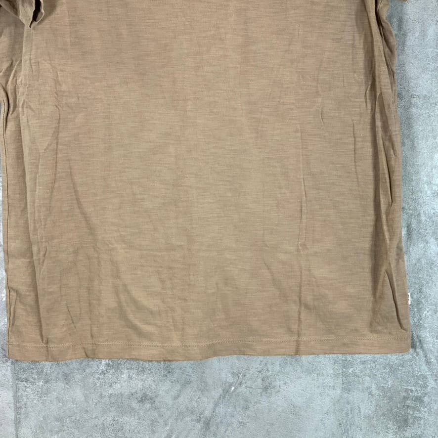 KATIN USA Men's Tan Folk 2-Button Henley Short-Sleeve Shirt SZ M