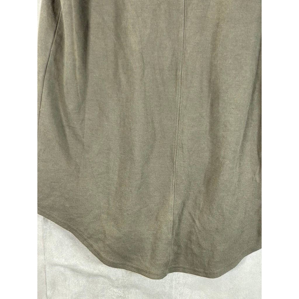 JACKSON Men's Olive Textured Crewneck Curved-Hem Short-Sleeve T-Shirt SZ M