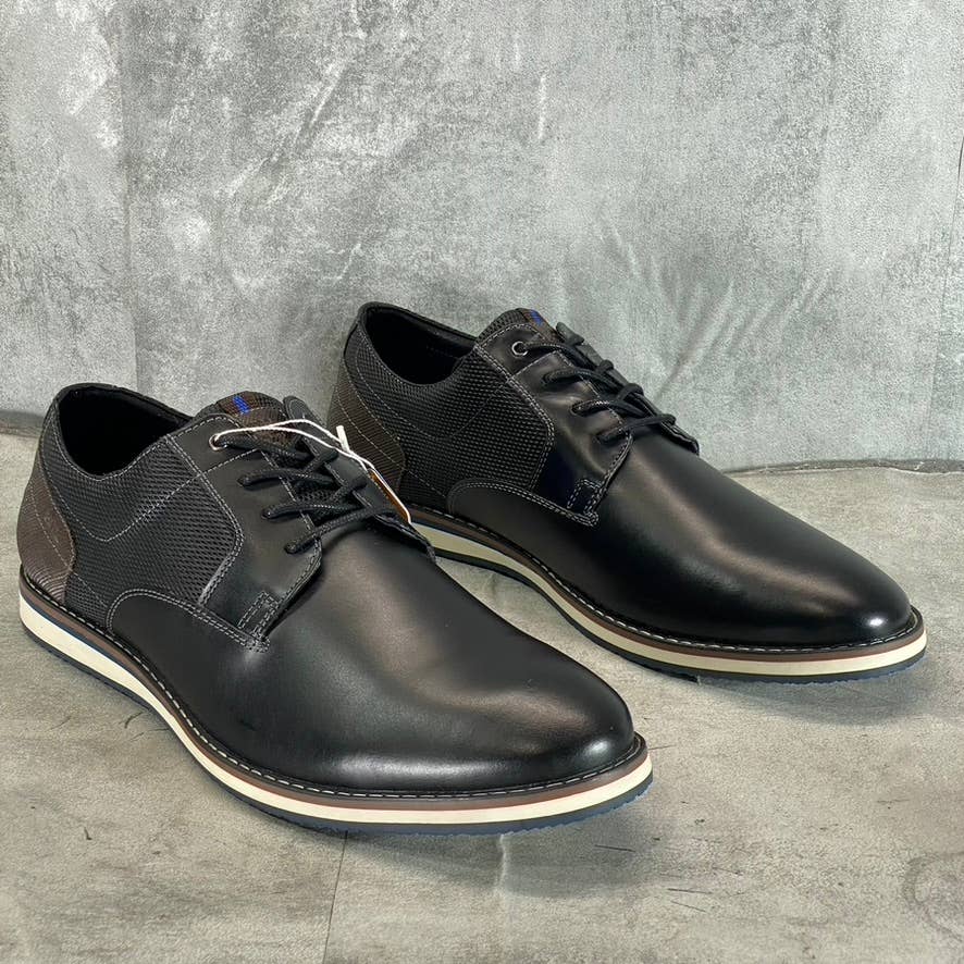 NUNN BUSH Men's Black Multi Circuit Plain Toe Lace-Up Oxfords SZ 12