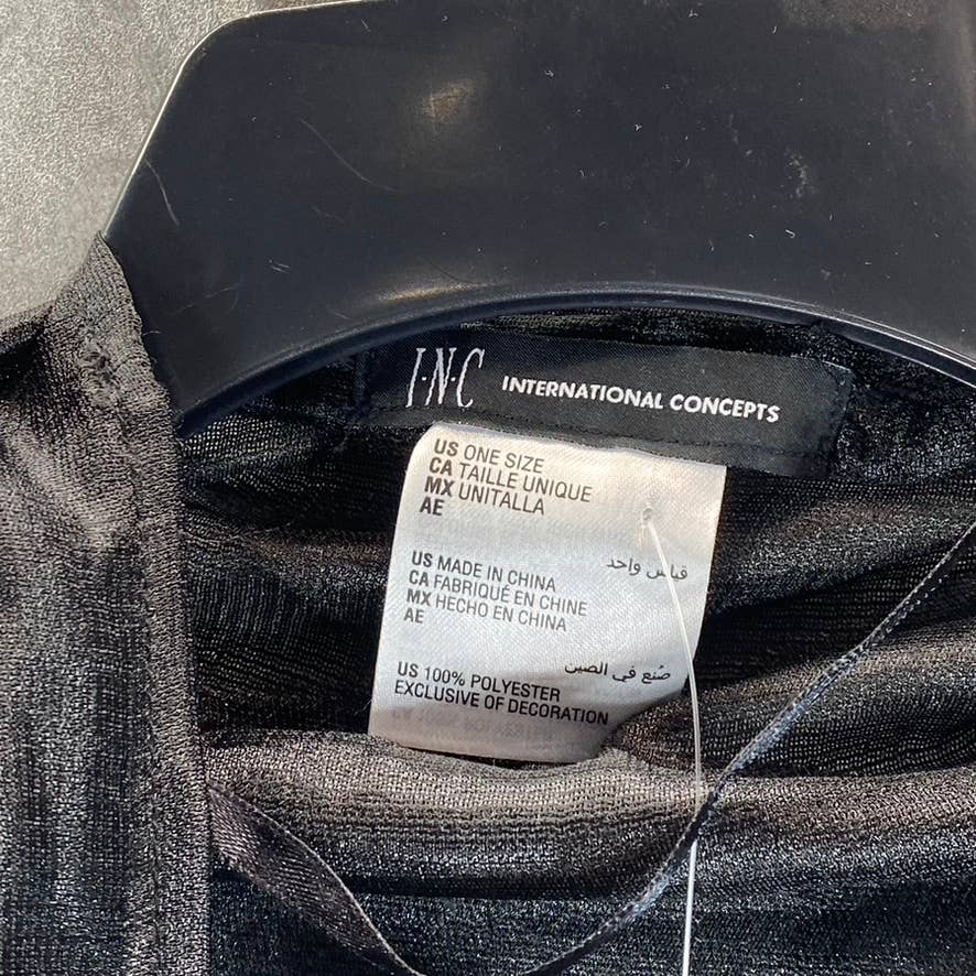 INC INTERNATIONAL CONCEPTS Women's Black Crescent Scalloped Wrap SZ OS