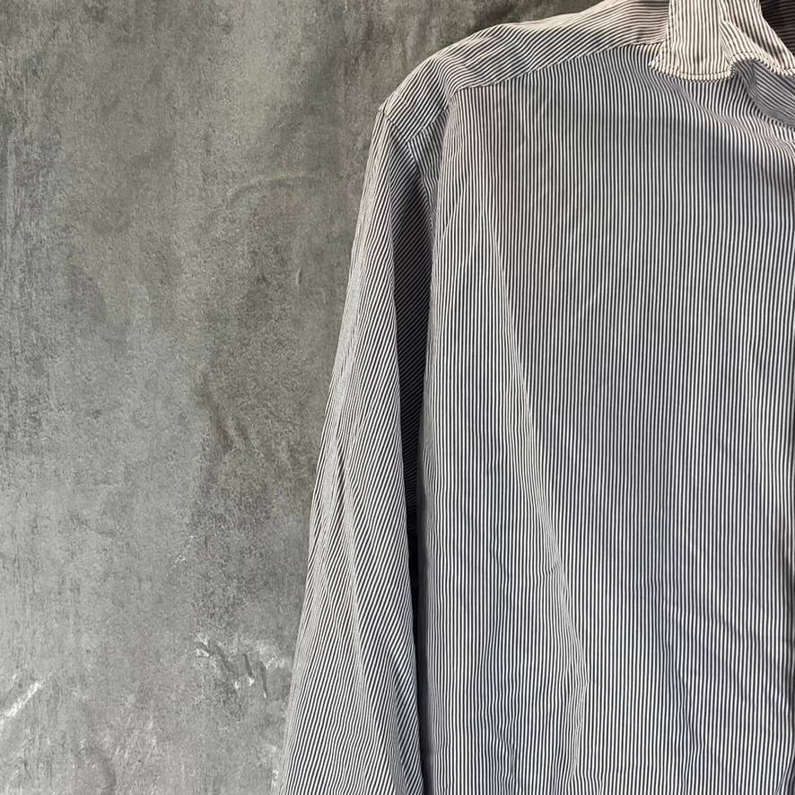 ETON Men's Grey Striped Slim Button-Up Long-Sleeve Poplin Shirt SZ S(38/15)