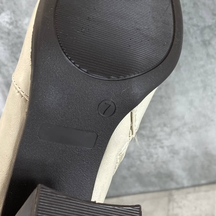 JOURNEE COLLECTION Women's Off-White Karima Block-Heel Tall Boots SZ 7