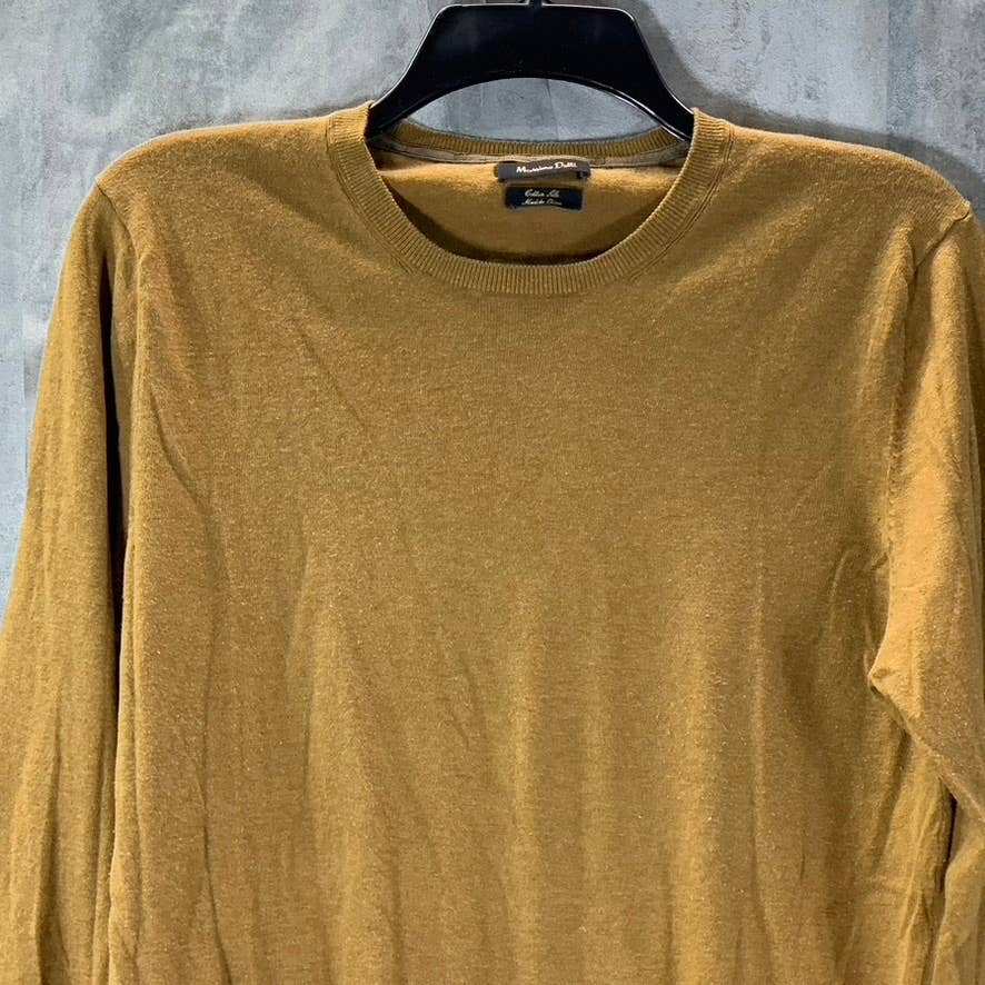 MASSIMO DUTTI Men's Tan Cotton Silk Crewneck Pullover Lightweight Sweater SZ M