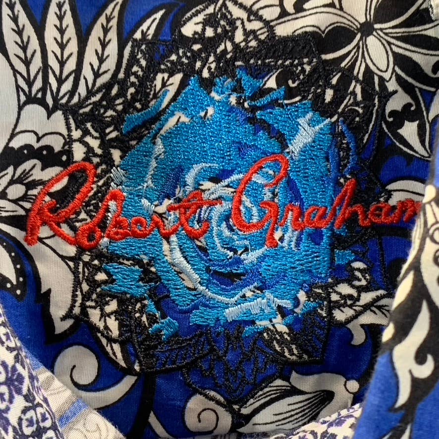 ROBERT GRAHAM Men's Blue Crossett Hawaiian Classic-Fit Button-Up Shirt SZ XL