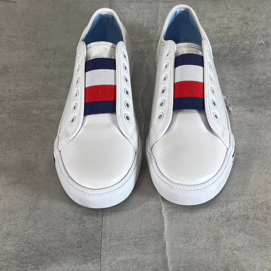 TOMMY HILFIGER Women's White Anni Round-Toe Laceless Slip-On Sneakers SZ 5