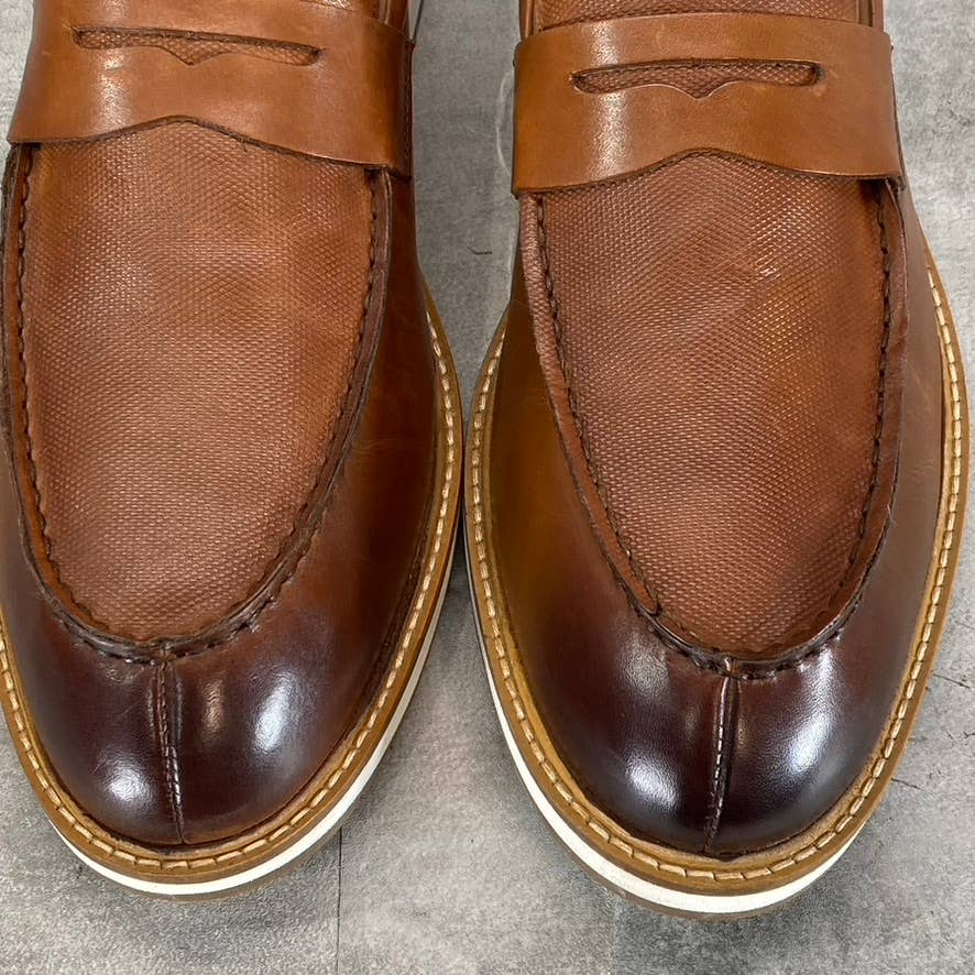 THOMAS & VINE Men's Cognac Leather Watkins Slip-On Penny Loafers SZ12