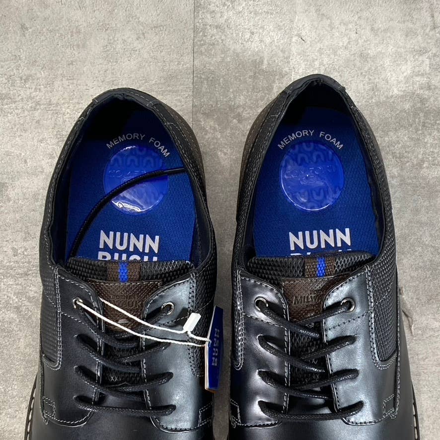 NUNN BUSH Men's Black Multi Circuit Plain Toe Lace-Up Oxfords SZ 12