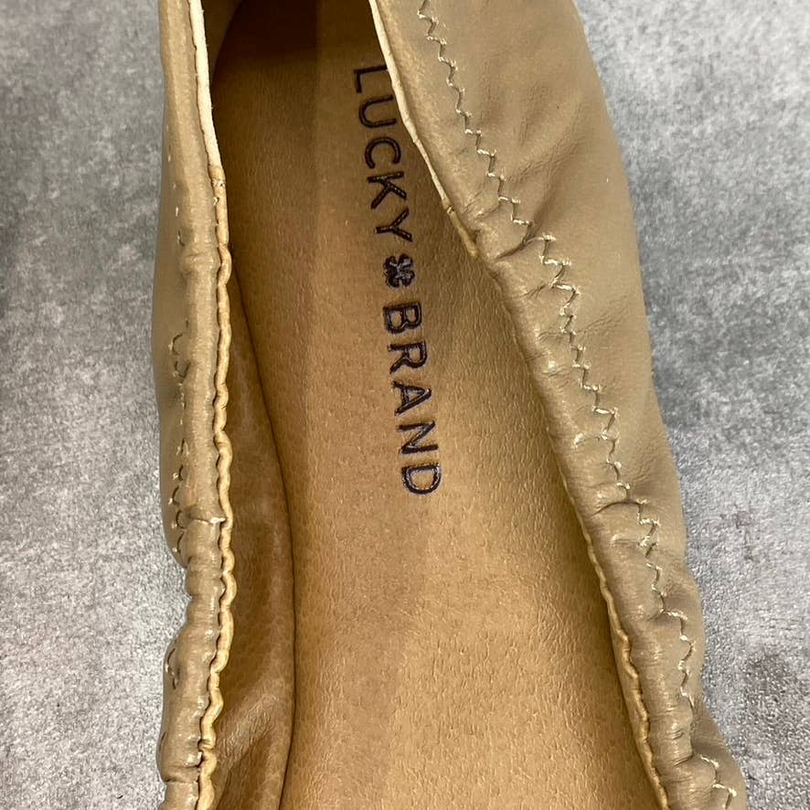 LUCKY BRAND Women's Light Cognac Leather Emmie Ballet Slip-On Flats SZ 8