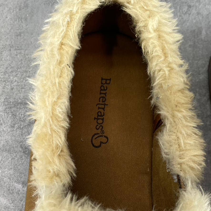 BARETRAPS Women's Cognac Yestelle Twin-Gore Faux-Fur Slip-On Shoes SZ 9