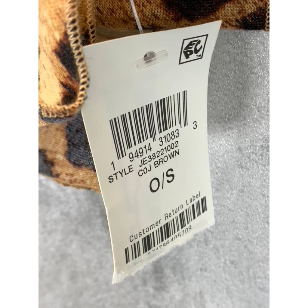 JENNI Women's Coj Brown Animal-Print Jersey Wrap Scarf SZ OS