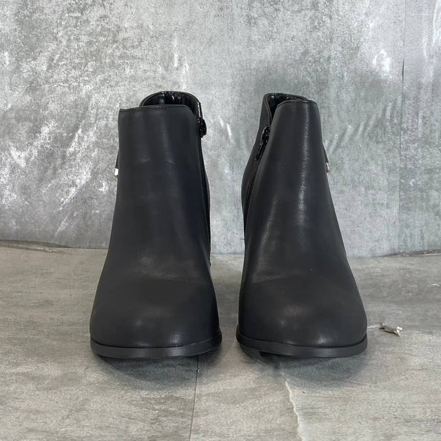 STYLE & CO Women's Wide Black Masrinaa Slip-On Block-Heel Ankle Boots SZ 7W