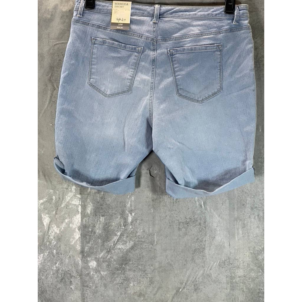 STYLE & CO Women's Plus Size Mesa Wash Mid-Rise Roll-Cuff Bermuda Shorts SZ 16W