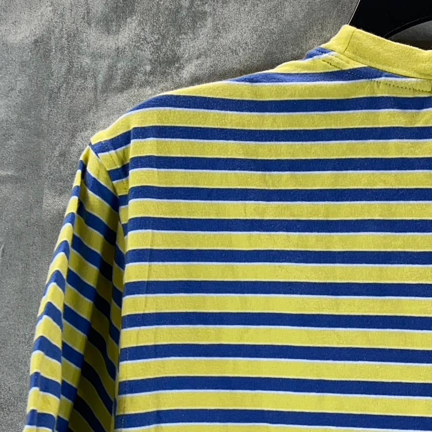SAKS FIFTH AVENUE Men's Yellow/Blue Crewneck Cotton Short-Sleeve T-Shirt SZ L