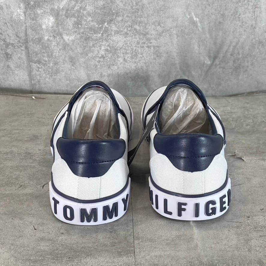 TOMMY HILFIGER Men's White Canvas Roaklyn Twin Gore Slip-On Sneakers SZ 9.5