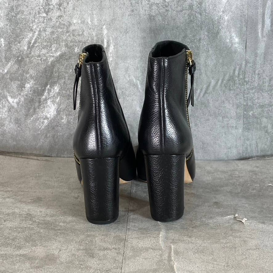 KATE SPADE Women's Black Leather Knott Zip Round-Toe Ankle Boots SZ 7.5