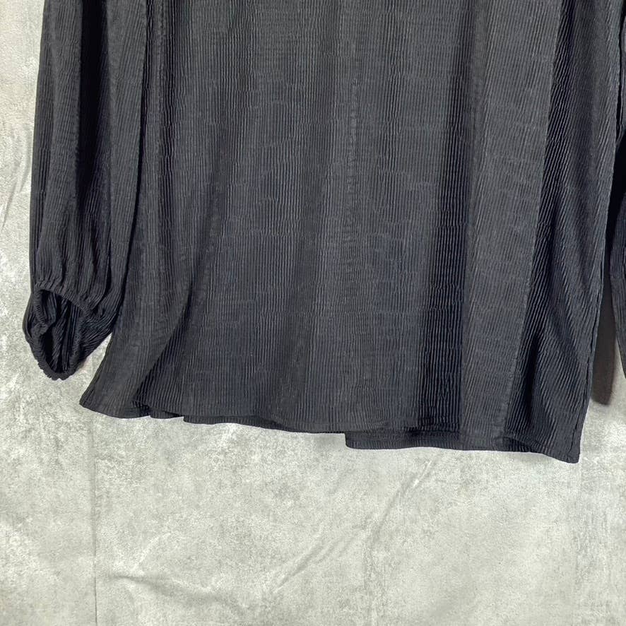 ALFANI Women's Deep Black V-Neck 3/4 Balloon-Sleeve Tunic Top SZ M