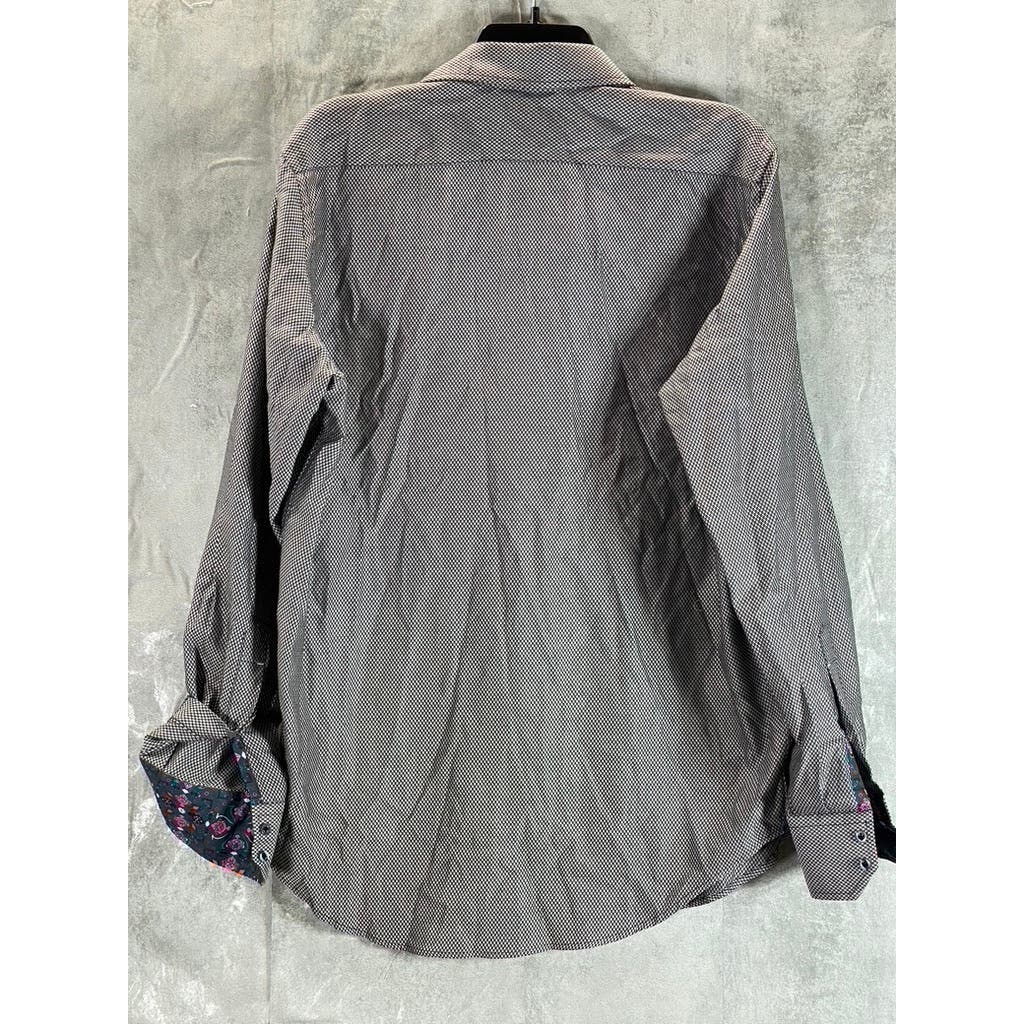 ROBERT GRAHAM Men's Black Printed Button-Up Long Sleeve Shirt SZ 16