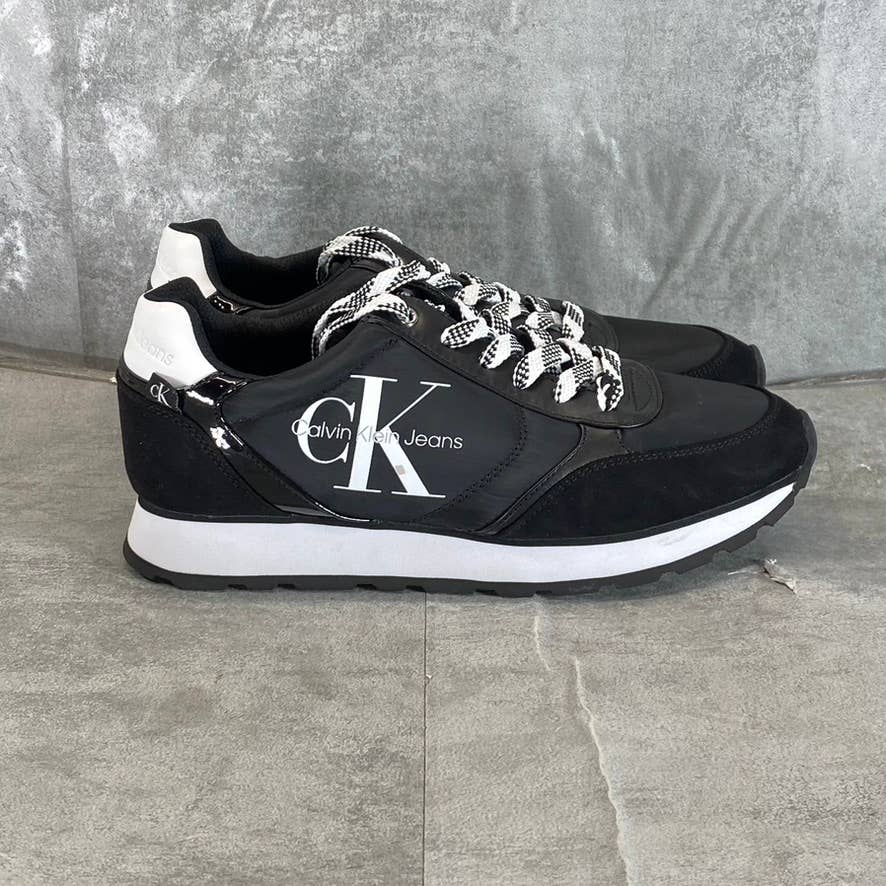 CALVIN KLIEN Women's Black Cayle Logo Casual Lace-Up Slip-On Sneakers SZ 8.5