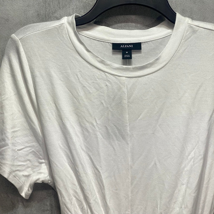 ALFANI White Wrap-Front Short Sleeve Round Neck Top SZ M