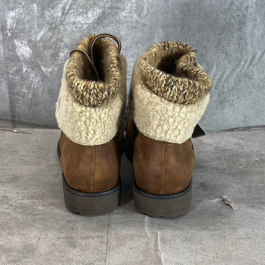 CLIFFS By White Mountain Tobacco Duena Faux-Fur Lace-Up Hiker Boots SZ 6.5