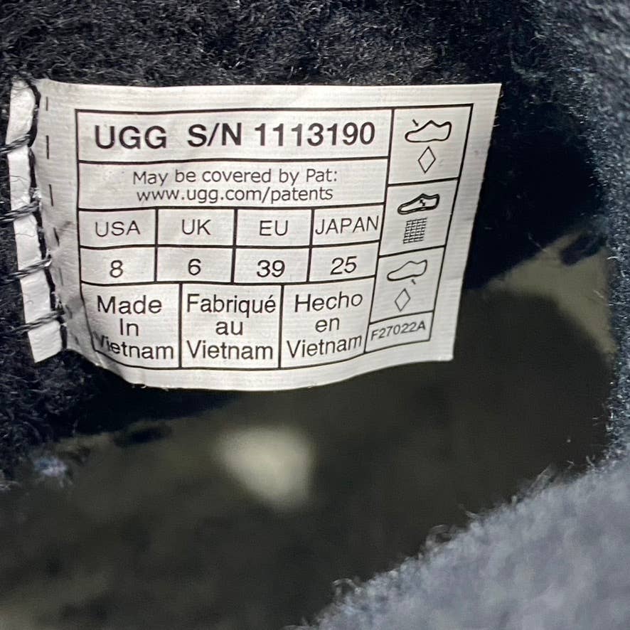 UGG Women's Black Logo Classic Clear Mini Waterproof Pull-On Ankle Boots SZ 8