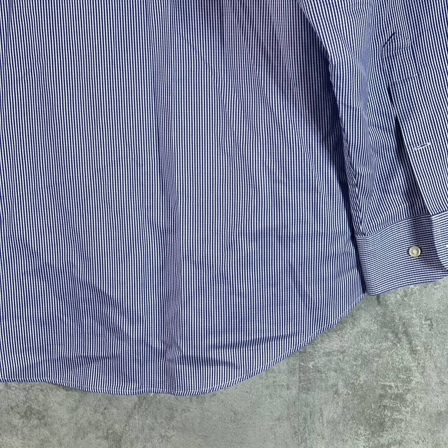 NORDSTROM MEN'S SHOP Men's Blue Pinstripe Trim-Fit Dress Shirt SZ 17 32/33