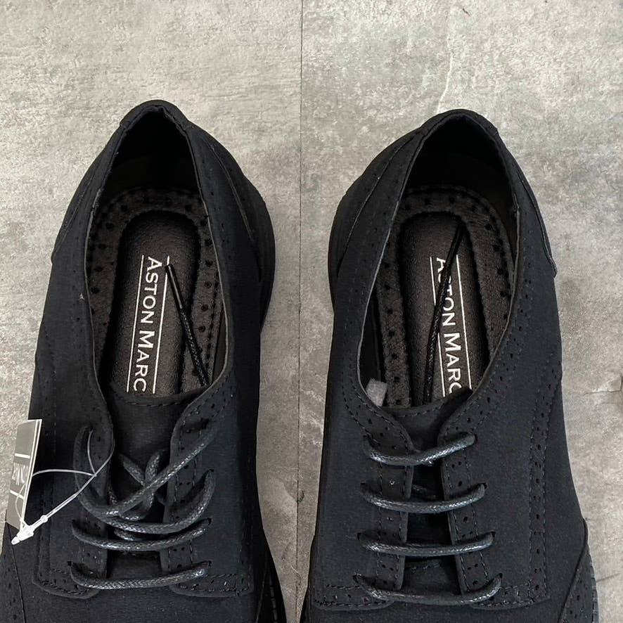 ASTON MARC Men's Black Faux-Suede Lark Wingtip Lace-Up Dress Shoes SZ 9