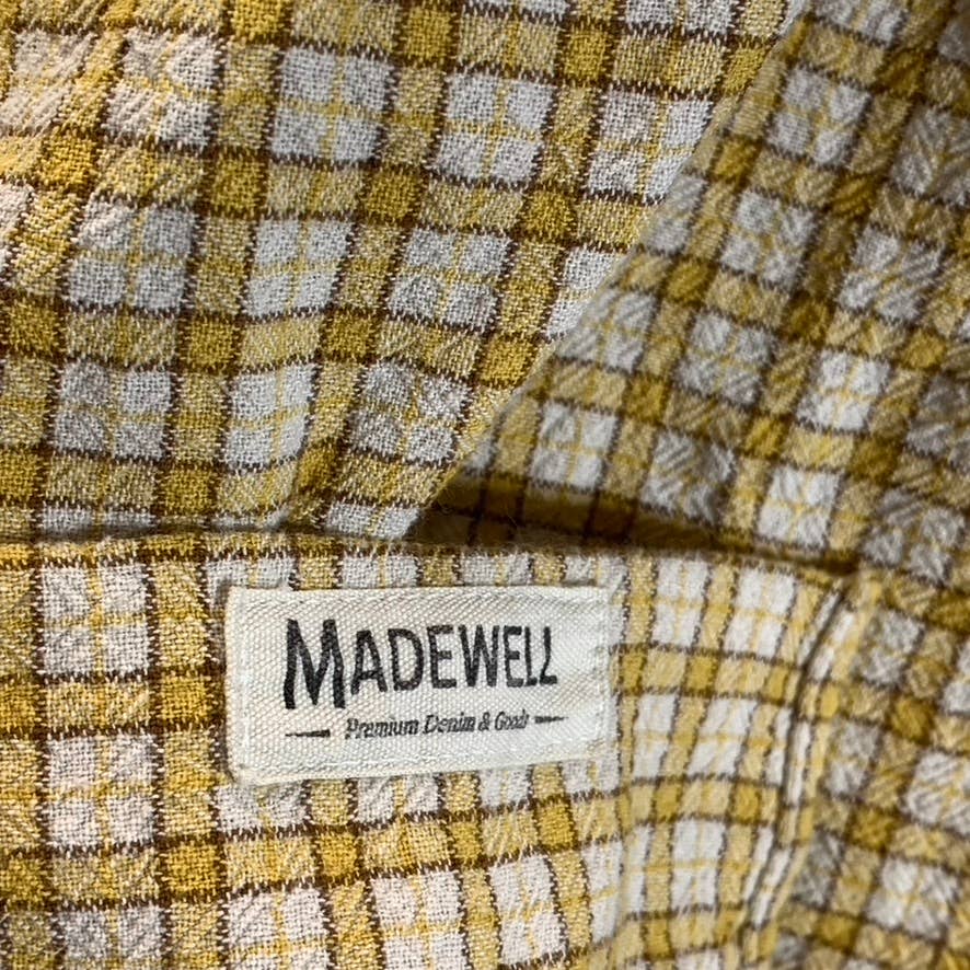 MADEWELL Men's Ornate Gold Plaid Easy-Fit Button-Up Short-Sleeve Shirt SZ XS