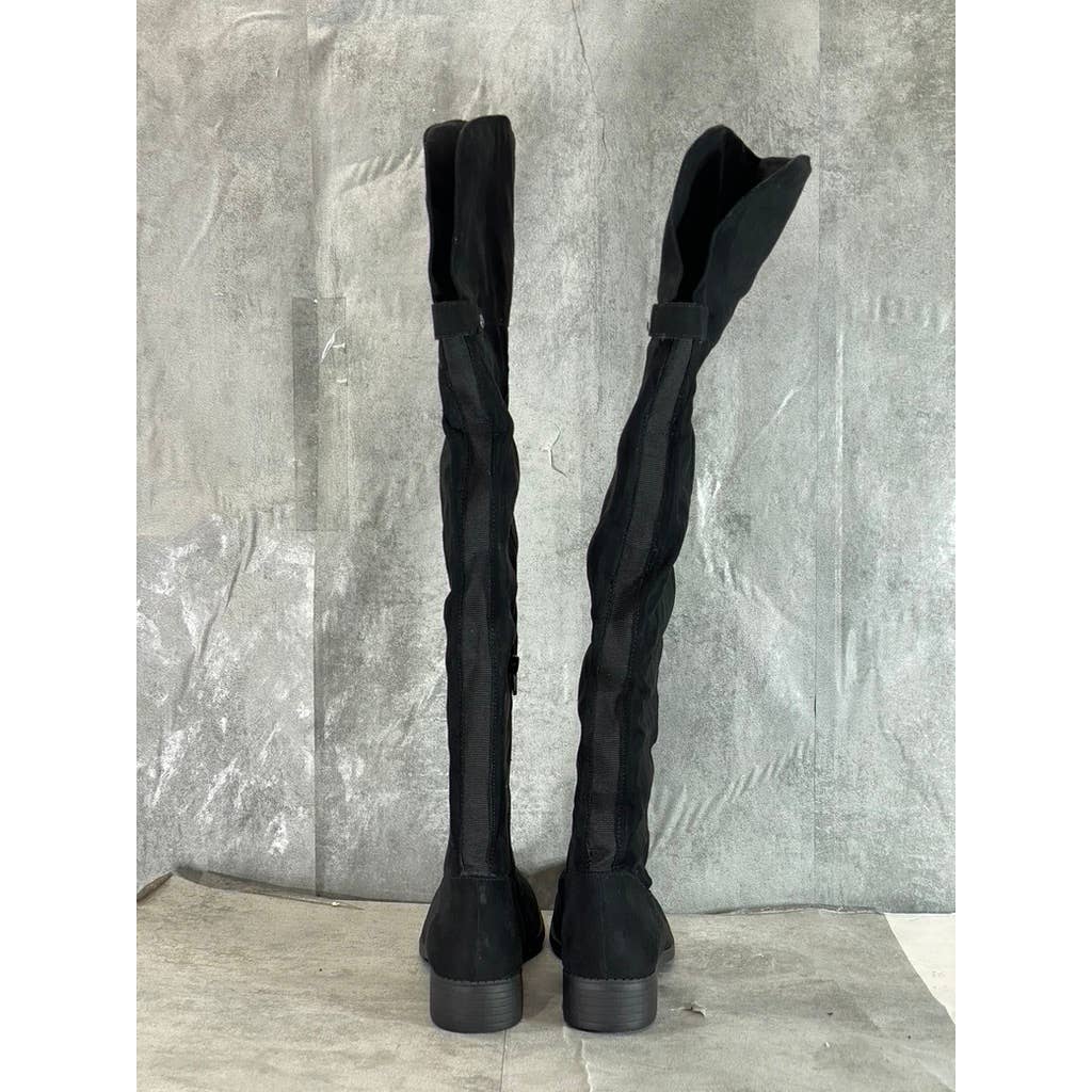 SUN+STONE Women's Black Micro Allicce Round-Toe Over-The-Knee Boots SZ 7