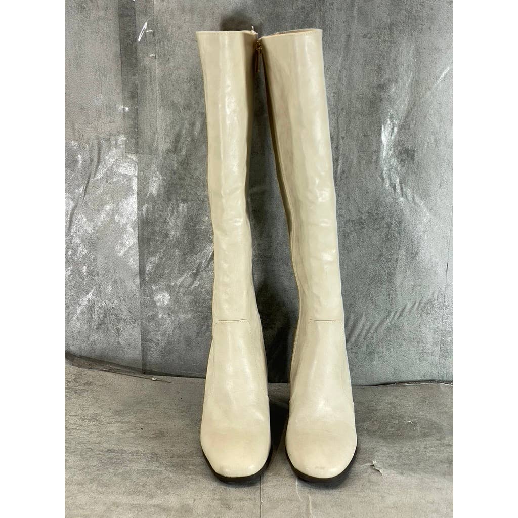 JOURNEE COLLECTION Women's Off-White Karima Block-Heel Tall Boots SZ 7