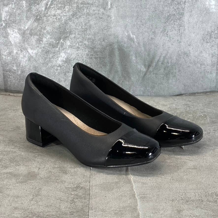 CLARKS COLLECTION Women's Black Combo Marilyn Sara Block-Heel Pumps SZ 5.5