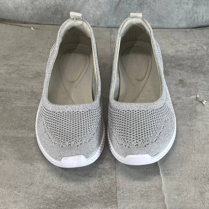 EASY SPIRIT Women's Silver Knit Mesh Glitz 2 Casual Slip-On Walking Shoes SZ 9