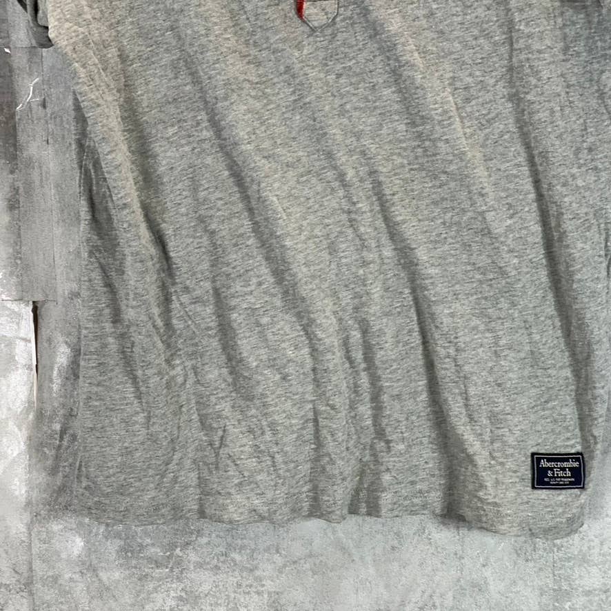 ABERCROMBIE & FITCH Men's Grey Muscle Short-Sleeve Henley T-Shirt SZ M