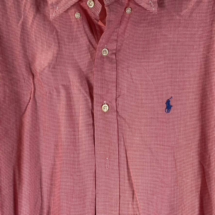 RALPH LAUREN Men's Red Gingham Blake Classic-Fit Long-Sleeve Button-Up Shirt SZM