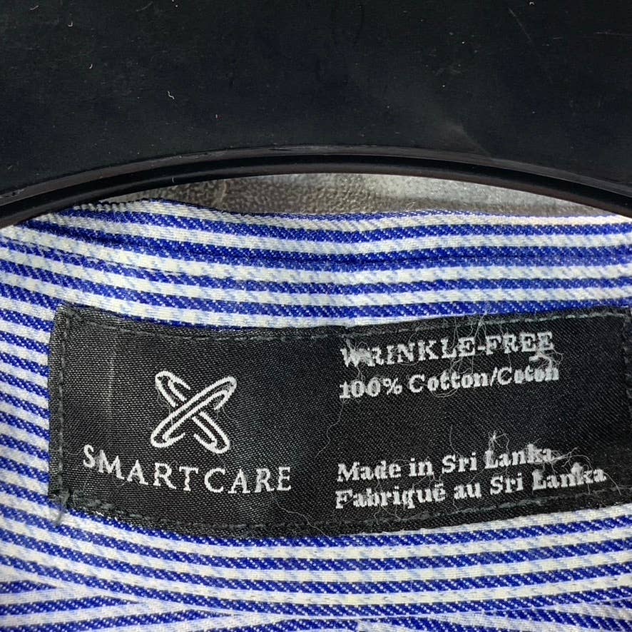 NORDSTROM MEN'S SHOP Men's Blue Pinstripe Trim-Fit Dress Shirt SZ 17 32/33