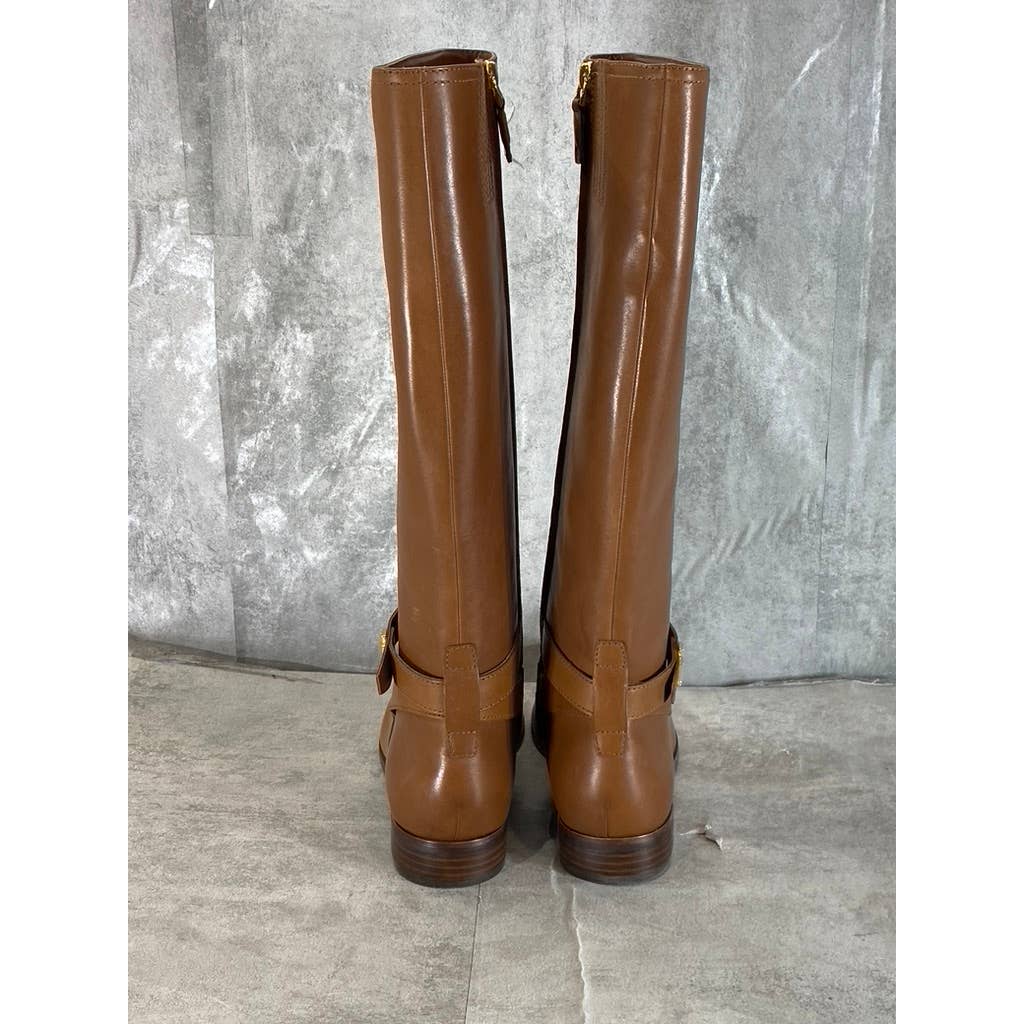 LAUREN RALPH LAUREN Women's Brown Leather Brittaney Buckle Riding Boots SZ 9.5